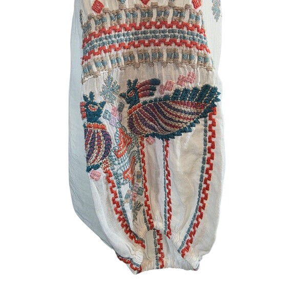 Johnny Was Workshop Top Womans Extra Small White Colorful Embroidered Boho - Picture 5 of 7